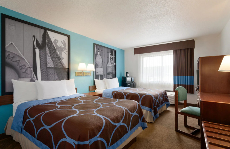 Guest room at Super 8 by Wyndham Portland ME.