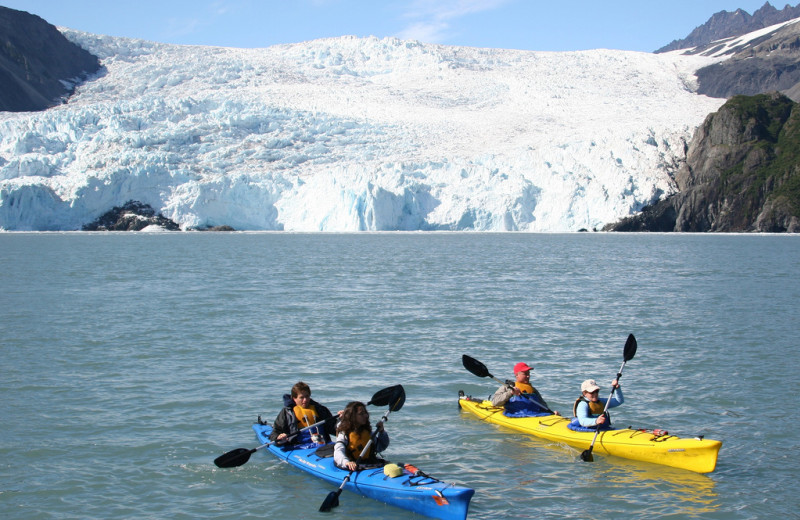 Kayaks at Kenai Fjords Glacier Lodge.