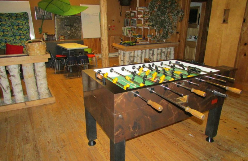 Foosball table at Elbow Lake Lodge.