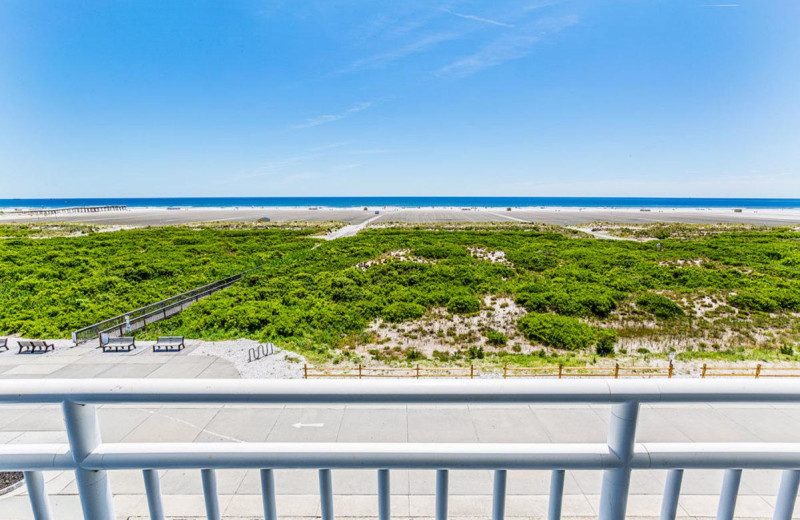 Beach view at The Crusader Oceanfront Family Resort.