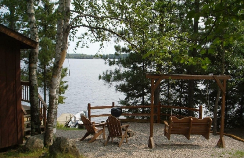 Lakeside seating at Timber Trail Lodge & Resort.