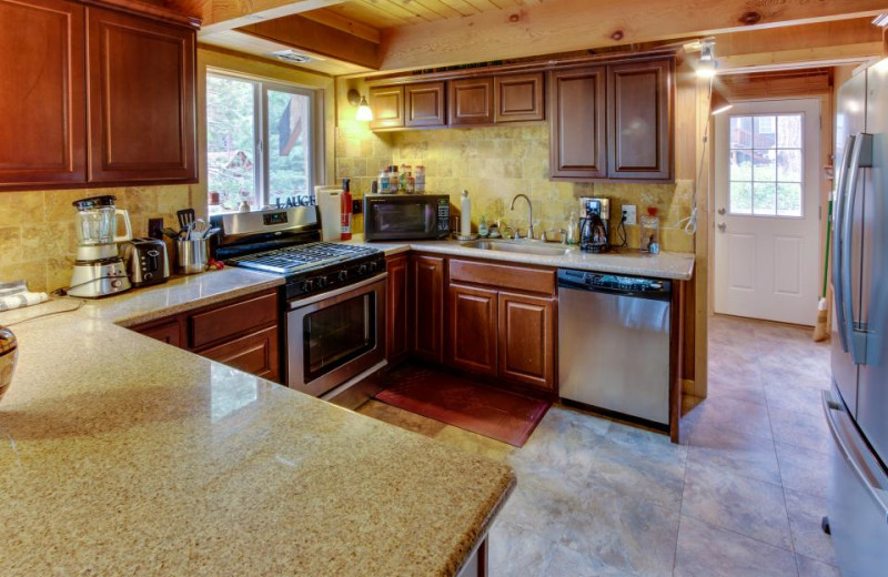 Vacation rental kitchen at Vacasa Rentals Lake Tahoe.