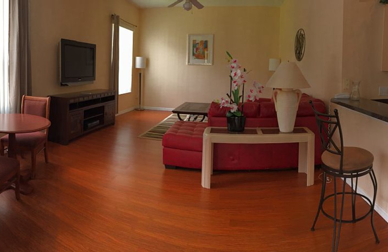 Rental living room at Leabridge Vacations.