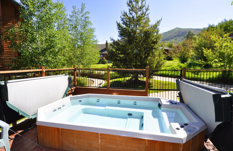 Rental hot tub at Steamboat Lodging Properties.