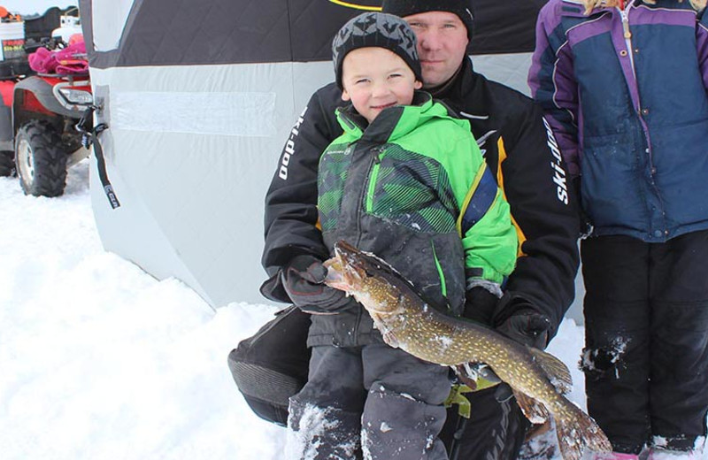 Ice fishing at Popp's Resort.