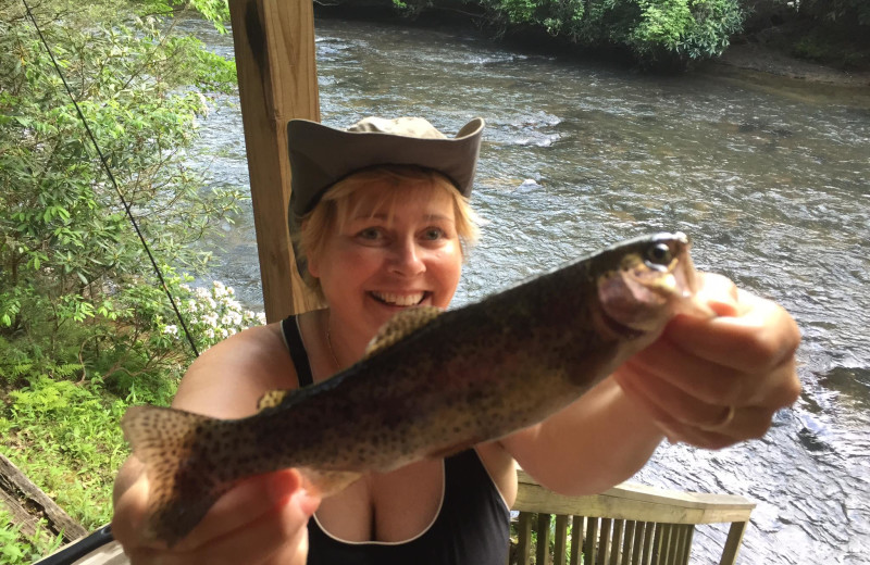 Fishing at Sliding Rock Cabins.