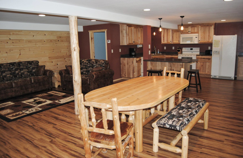 Cabin kitchen at Sandy Pines Resort.