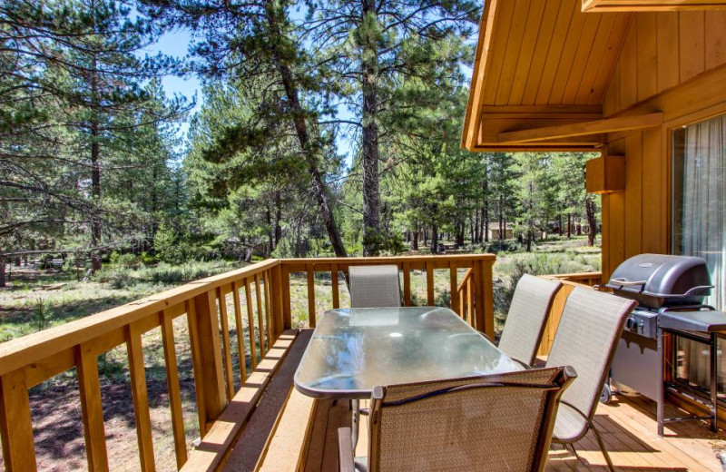 Vacation rental deck at Vacasa Rentals Sunriver.