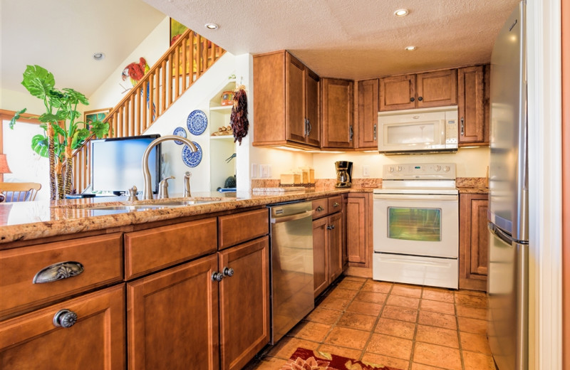 Rental kitchen at Padre Getaways.