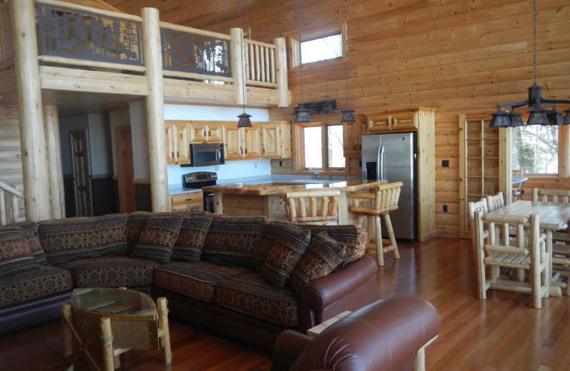 Cabin living room at Solbakken Resort.