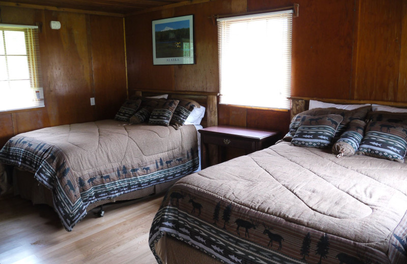 Cabin bedroom at Gwin's Lodge & Kenai Peninsula Charter Booking Service.
