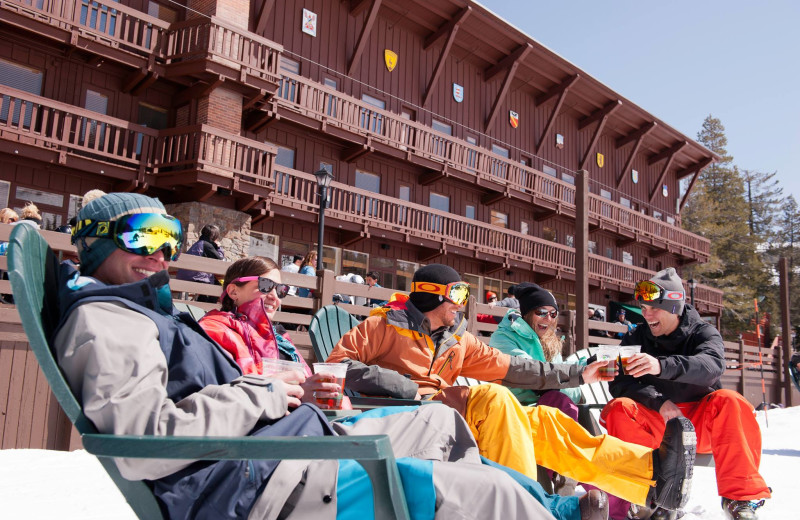 Relaxing with a drink at Sugar Bowl Resort.