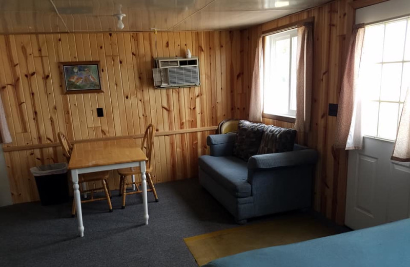 Cabin living room at Abbywood Resort.