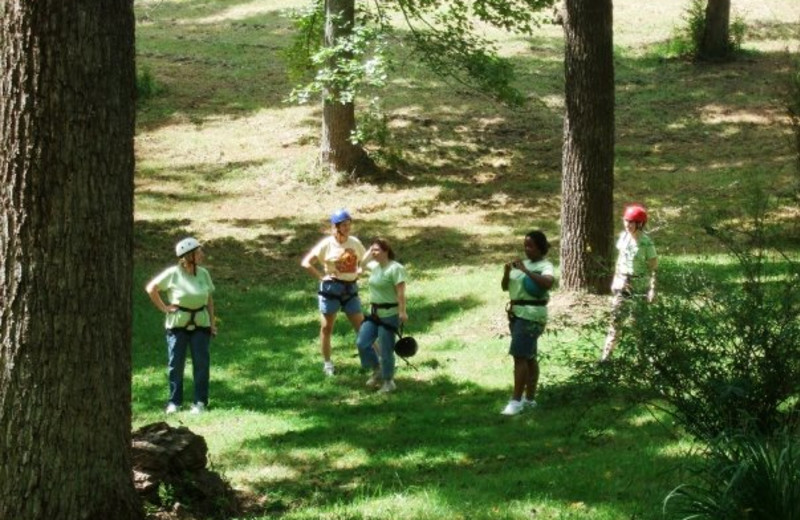 Group going to the adventure ropes at Paradise Hills Resort and Spa.