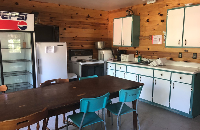 Cabin kitchen at Pakwash Lake Camp.