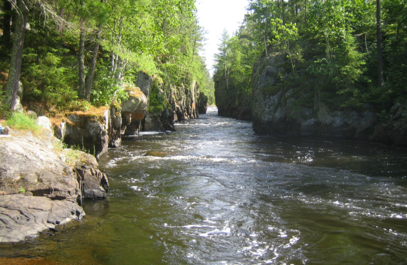 River near Cabin O'Pines Resort & Campground.