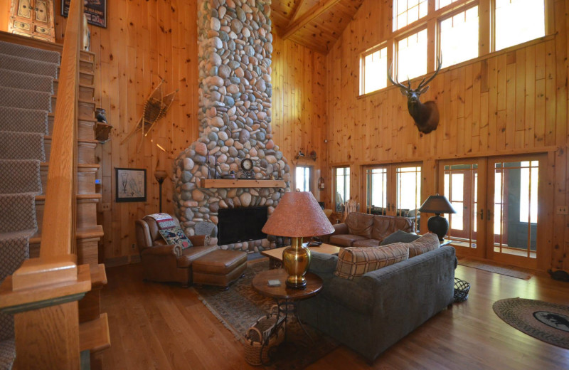 Rental living room at Visit Up North Vacation Rentals.