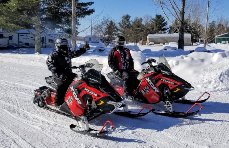 Snowmobiling at Pine Beach Resort-Side Lake.