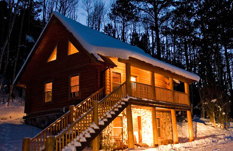 Winter time cabin at Mt. Princeton Hot Springs Resort.