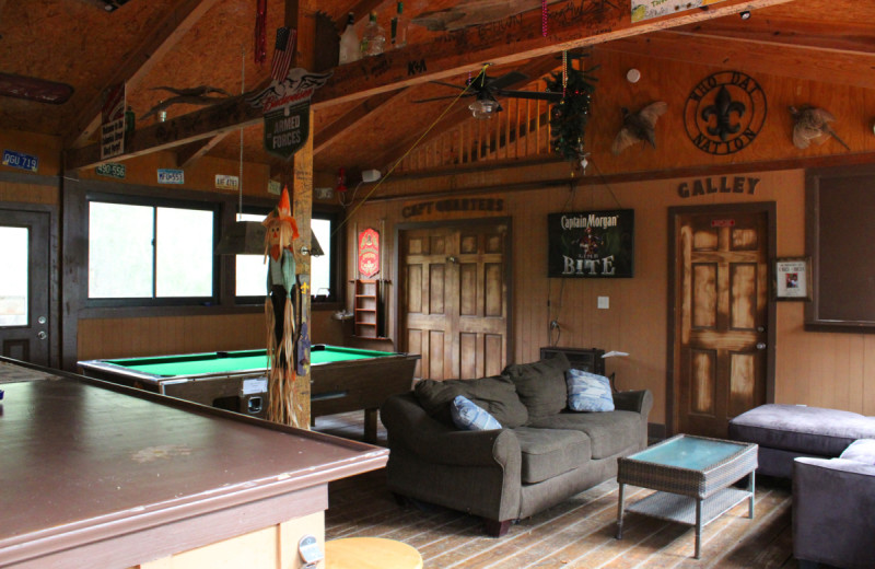 Rec room at Berry Creek Cabins.