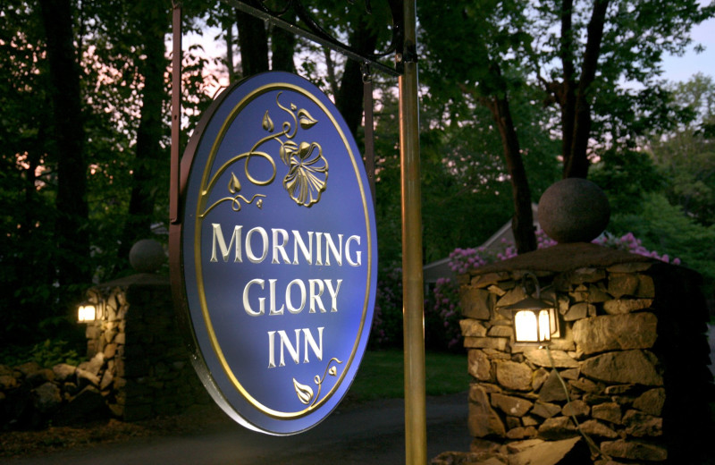 Welcome sign at Morning Glory Inn.