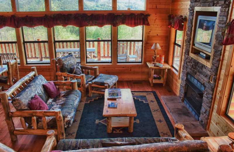 Cabin living room at Great Cabins in the Smokies.