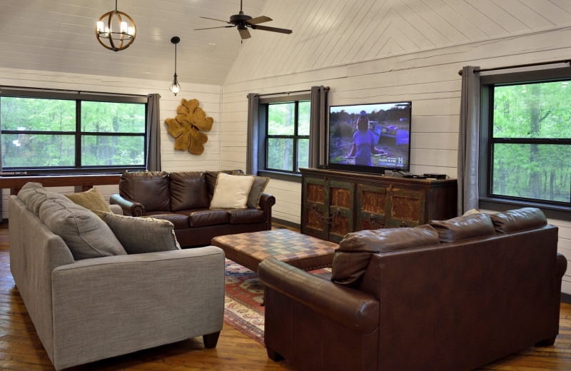 Rental living room at White Glove Luxury Cabins.