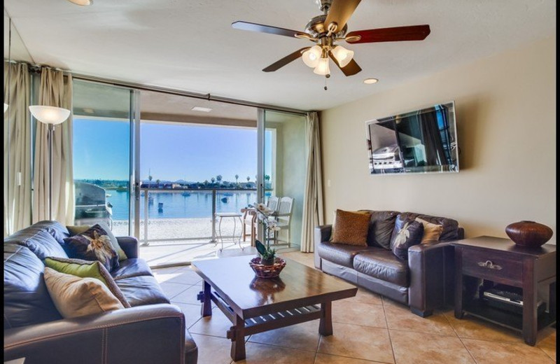 Rental living room at Surf Style Vacation Homes.