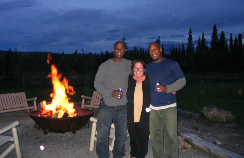 Bonfire at Cheechako Cabins.