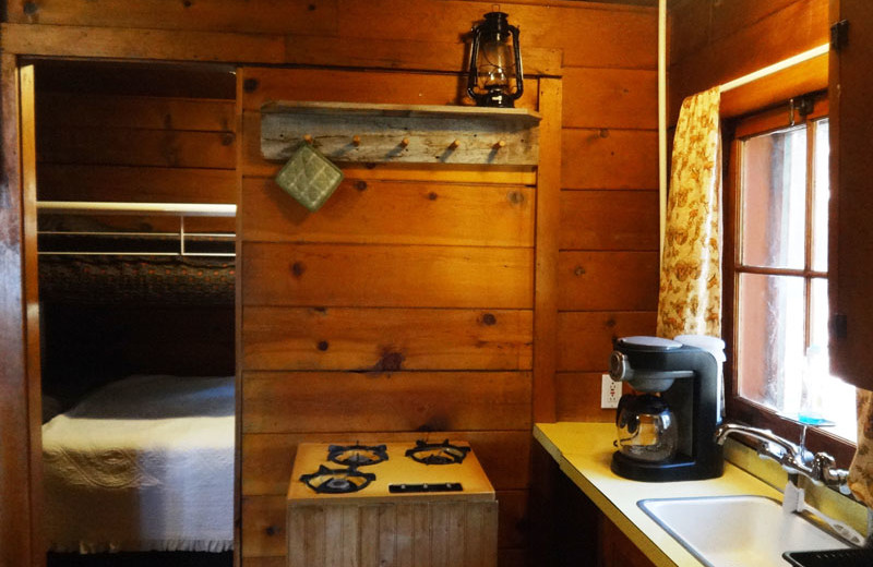 Cabin kitchen at North Shore Lodge & Resort.