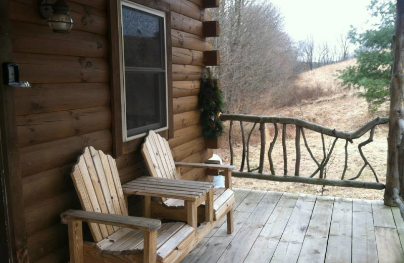 Cabin porch at Big Pine Retreat.