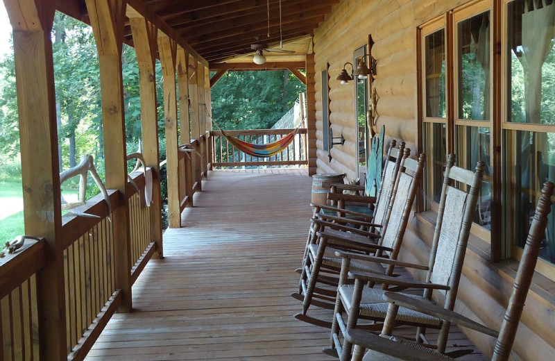 Cabin porch at Elk Ridge Ranch.