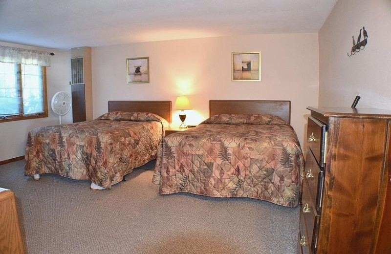 Cabin bedroom at Canary Beach Resort.