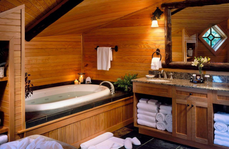 Guest suite bathroom at The Whiteface Lodge.
