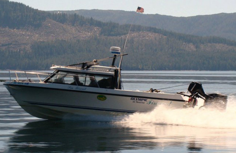 Boating at The Fireweed Lodge.