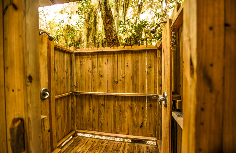 Michael Cottage outdoor shower at Lodge on Little St. Simons Island.