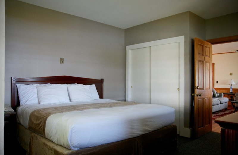 Cabin bedroom at Sebasco Harbor Resort.