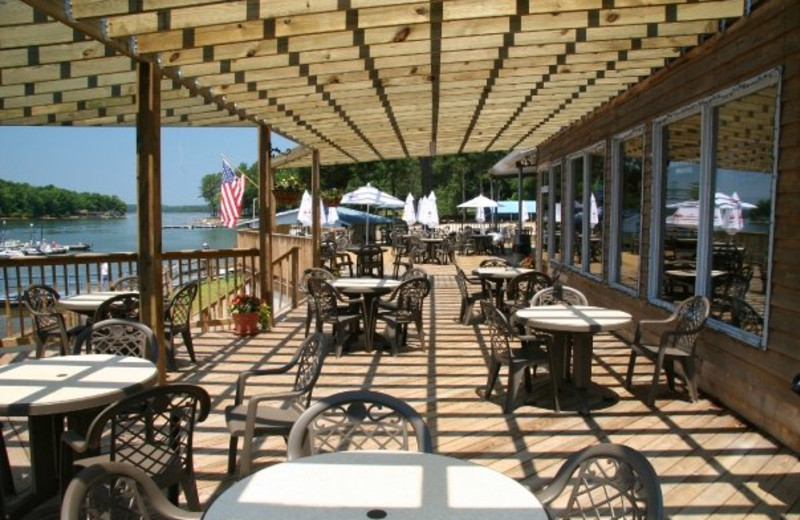 Restaurant patio at Highland Marina Resort.