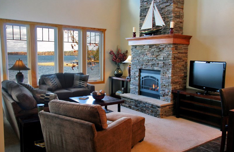 Cabin living room at Blue Water Lodge.