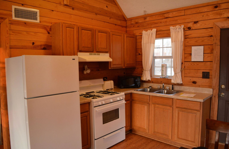 Cabin kitchen at Yogi on the Lake.