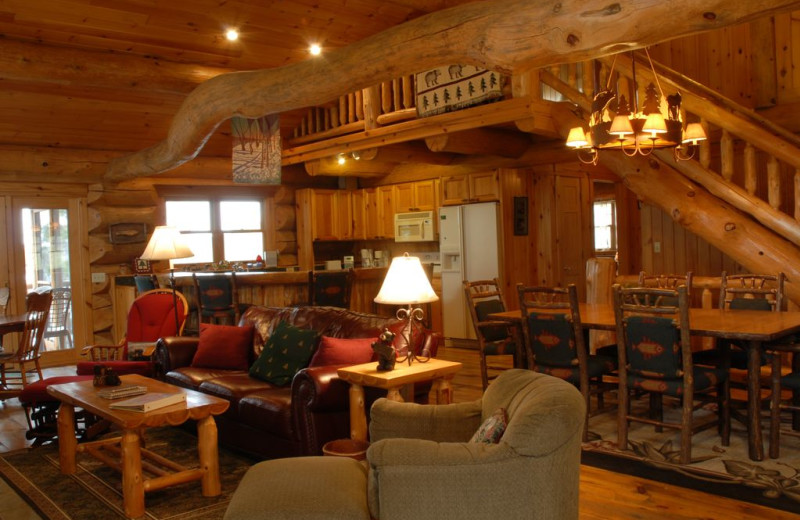 Cabin living room at Buckhorn on Caribou.