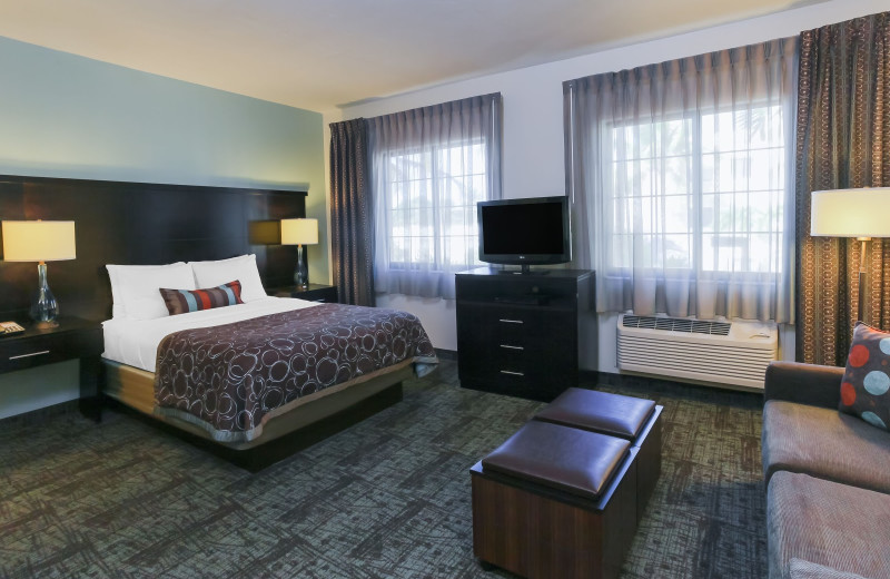 Guest room at Staybridge Suites Naples-Gulf Coast.