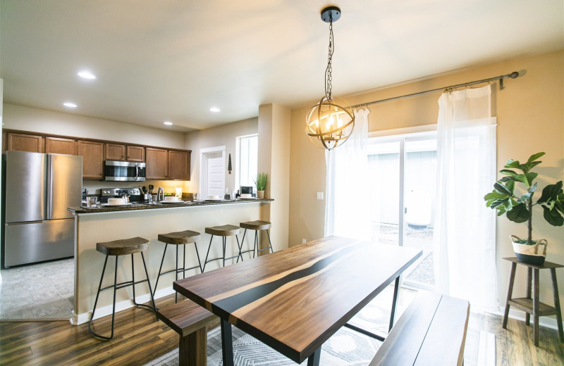 Rental kitchen at Sisters Vacation Rentals.
