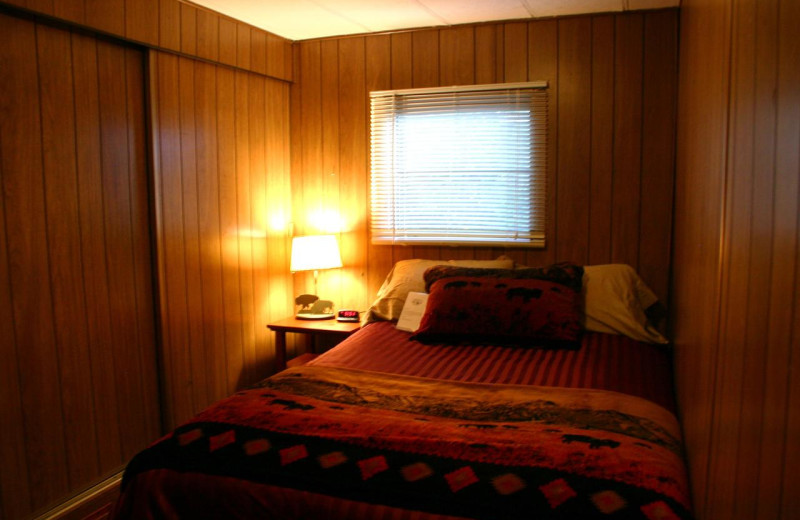 Cabin bedroom at Yellowstone Wildlife Cabins.