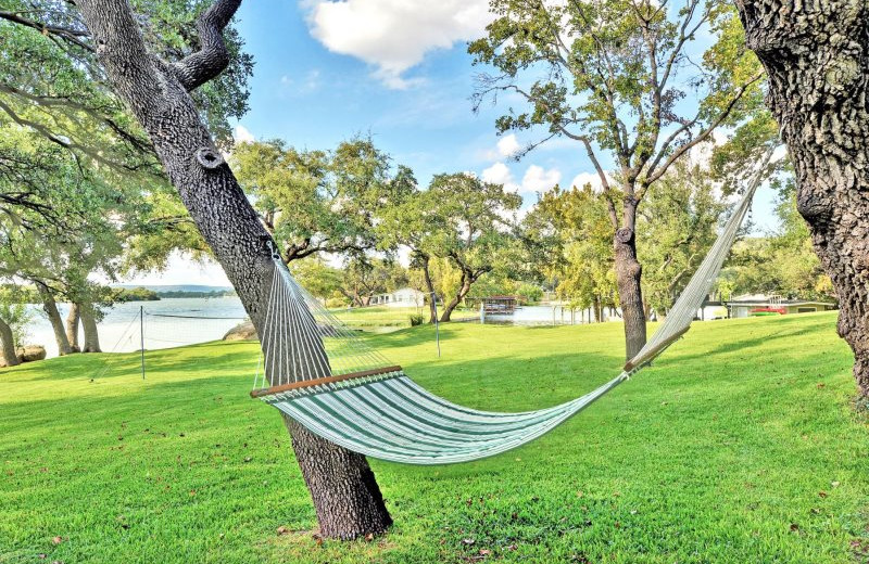 Rental hammock at Shady Grove Vacation Home on Lake LBJ.