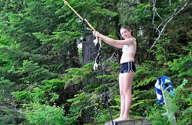 Lake swing at Grant's Camps.