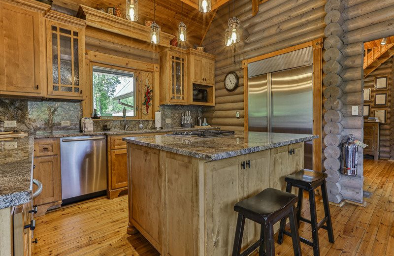 Rental kitchen at Mountain Oasis Cabin Rentals.