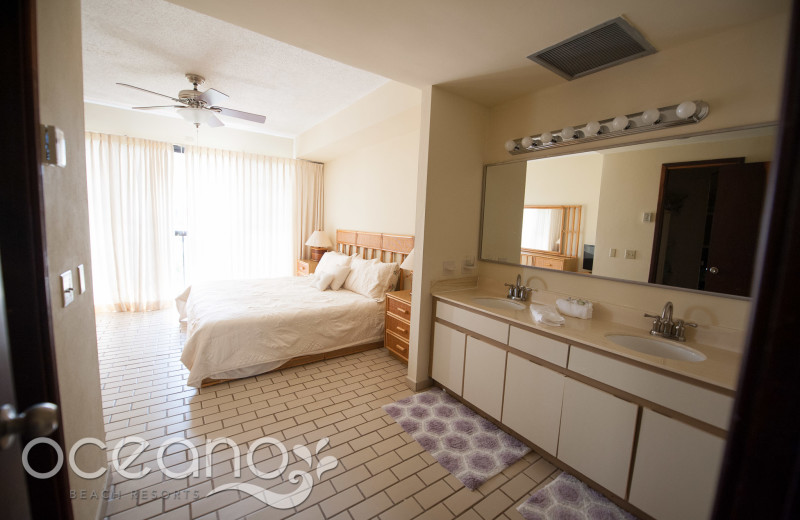 Vacation rental bedroom at Oceano Beach Resort.