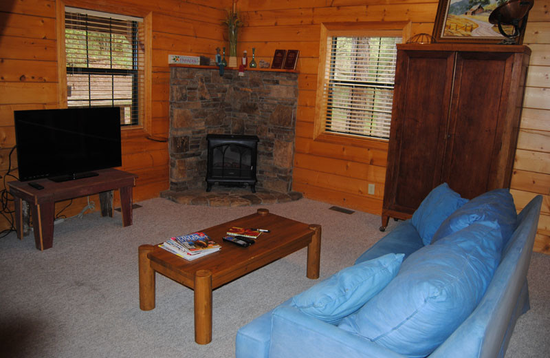 Cabin living room at Cabin Fever Resort.