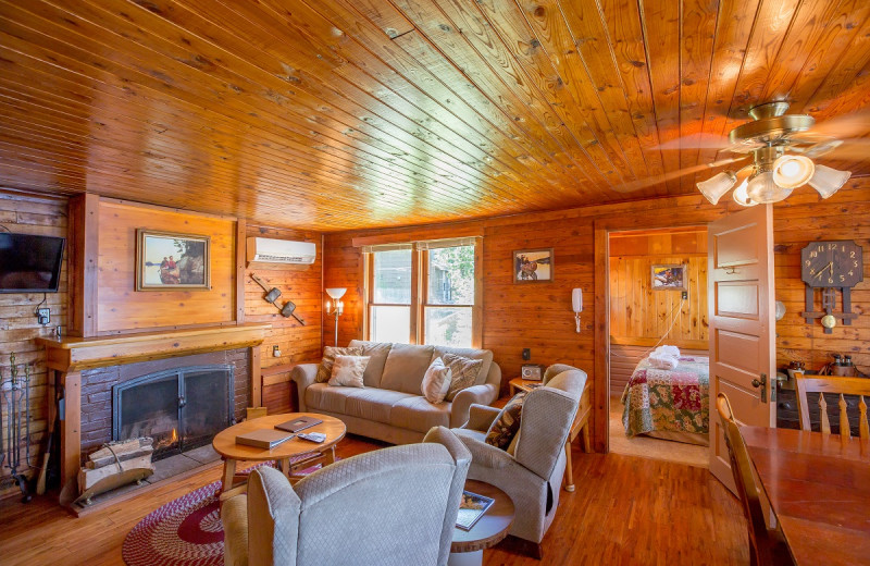 Cabin living room at Ludlow's Island Resort.